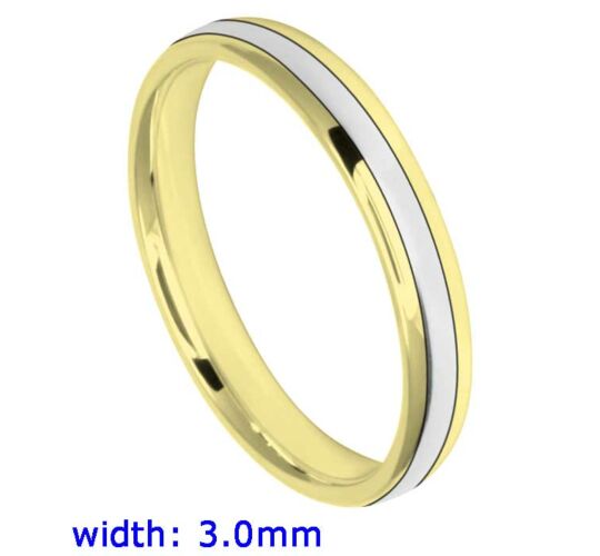 3mm Oval Court Medium Two Tone Plain Wedding Ring | C640B00G 5207 WCBM